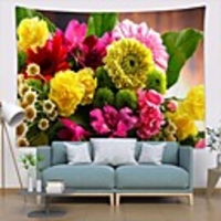 Wall Tapestry Art Deco Blanket Curtain Picnic Table Cloth Hanging Home Bedroom Living Room Dormitory Decoration Polyester Fiber Plant Series Colored Flowers