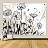 Wall Tapestry Art Deco Blanket Curtain Picnic Table Cloth Hanging Home Bedroom Living Room Dormitory Decoration Polyester Fiber Plant Series Modern Flowers Black And White