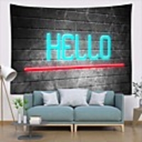 Wall Tapestry Art Deco Blanket Curtain Picnic Table Cloth Hanging Home Bedroom Living Room Dormitory Decoration Polyester Fiber Still Life Modern Neon HELLO