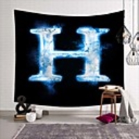 Wall Tapestry Art Deco Blanket Curtain Picnic Table Cloth Hanging Home Bedroom Living Room Dormitory Decoration Polyester Fiber Still Life Modern Neon Light Blue Letter H