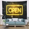 Wall Tapestry Art Deco Blanket Curtain Picnic Table Cloth Hanging Home Bedroom Living Room Dormitory Decoration Polyester Fiber Still Life Modern Neon Light Yellow English Letter OPEN