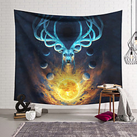 Wall Tapestry Art Decor Blanket Curtain Hanging Home Bedroom Living Room Decoration Lucky Deer On The Fireball