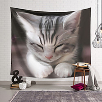 Wall Tapestry Art Decor Blanket Curtain Hanging Home Bedroom Living Room Decoration Polyester Cute Cat Pattern