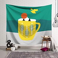Wall Tapestry Art Decor Blanket Curtain Hanging Home Bedroom Living Room Decoration Polyester Cute Cup View