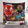 Wall Tapestry Art Decor Blanket Curtain Hanging Home Bedroom Living Room Decoration Polyester Fiber Animal Color Tiger Head Leopard Head