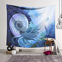 Wall Tapestry Art Decor Blanket Curtain Hanging Home Bedroom Living Room Decoration Polyester Fiber Animal Painted Nautilus Sailboat Lanting Design