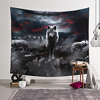 Wall Tapestry Art Decor Blanket Curtain Hanging Home Bedroom Living Room Decoration Polyester Fiber Animal Painted Wolves Wuyun Lanting Design miniinthebox
