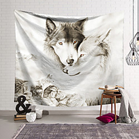 Wall Tapestry Art Decor Blanket Curtain Hanging Home Bedroom Living Room Decoration Polyester Fiber Animal White Wolf Lanting Design