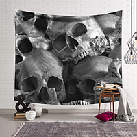Wall Tapestry Art Decor Blanket Curtain Hanging Home Bedroom Living Room Decoration Polyester Fiber Novelty Still Life Black And White Gray Skull Skull