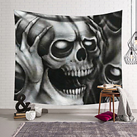 Wall Tapestry Art Decor Blanket Curtain Hanging Home Bedroom Living Room Decoration Polyester Fiber Novelty Still Life Black and White Gray Skull Skull Hands Holding Head P