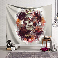 Wall Tapestry Art Decor Blanket Curtain Hanging Home Bedroom Living Room Decoration Polyester Fiber Novelty Still Life Skull Skull Colored Flowers