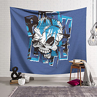 Wall Tapestry Art Decor Blanket Curtain Hanging Home Bedroom Living Room Decoration Polyester Fiber Novelty Still Life Skull Skull Kill Matt Blue White Black