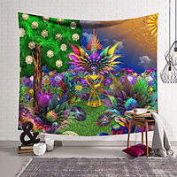Wall Tapestry Art Decor Blanket Curtain Hanging Home Bedroom Living Room Decoration Polyester Fiber Painted Flower Bush Tree Orchid Pavilion Design