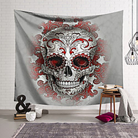 Wall Tapestry Art Decor Blanket Curtain Hanging Home Bedroom Living Room Decoration Polyester Fiber Still Life Weird Gray Skull with Red Pattern