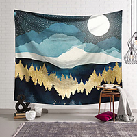Wall Tapestry Art Decor Blanket Curtain Hanging Home Bedroom Living Room Decoration Polyester Forest Mountains Oil Painting Pattern