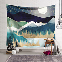 Wall Tapestry Art Decor Blanket Curtain Hanging Home Bedroom Living Room Decoration Polyester Forest Mountains Oil Painting Pattern