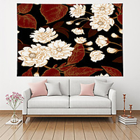 Wall Tapestry Art Decor Blanket Curtain Hanging Home Bedroom Living Room Decoration Polyester Plant Flower Floral Blooming Red Leaf