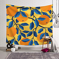 Wall Tapestry Art Decor Blanket Curtain Hanging Home Bedroom Living Room Decoration Polyester Plant Orange Pattern