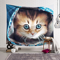 Wall Tapestry Art Decor Blanket Curtain Hanging Home Bedroom Living Room Decoration Polyester Pocket Cat