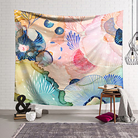 Wall Tapestry Art Decor Blanket Curtain Hanging Home Bedroom Living Room Decoration Polyester Retro Tropical Leaves Colorful Lotus