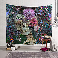 Wall Tapestry Art Decor Blanket Curtain Hanging Home Bedroom Living Room Decoration Polyester Skeleton Weird