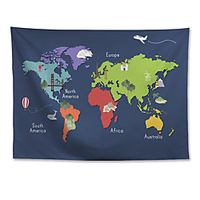 Wall Tapestry Art Decor Blanket Curtain Hanging Home Bedroom Living Room Decoration Polyester World Map miniinthebox