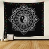 Wall Tapestry Art Decor Blanket Curtain Hanging Home Bedroom Living Room Dorm Decoration Polyester Black Background White Gossip Mandala View Indian miniinthebox