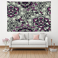 Wall Tapestry Art Decor Blanket Curtain Picnic Table Cloth Hanging Home Bedroom Living Room Decoration Polyester Plant Floral Print Purple Gray