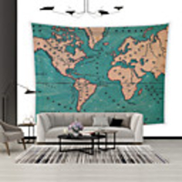 Wall Tapestry Art Decor Blanket Curtain Picnic Tablecloth Hanging Home Bedroom Living Room Dorm Decoration Polyester World Map Ocean Current