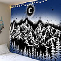 Wall Tapestry Art Decor Blanket Curtain Picnic Tablecloth Hanging Home Bedroom Living Room Dorm Decoration Abstract Mountain Crescent Moon