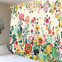 Wall Tapestry Art Decor Blanket Curtain Picnic Tablecloth Hanging Home Bedroom Living Room Dorm Decoration Colorful Floral Plants Herb Flower Blossom miniinthebox