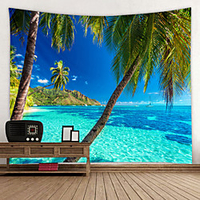 Wall Tapestry Art Decor Blanket Curtain Picnic Tablecloth Hanging Home Bedroom Living Room Dorm Decoration Holiday Vacation Landscape Sea Ocean Beach Coconut Tree miniinthebox