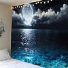 Wall Tapestry Art Decor Blanket Curtain Picnic Tablecloth Hanging Home Bedroom Living Room Dorm Decoration Landscape Full Moon Night Sea Ocean Cloud Star Sky miniinthebox