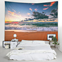 Wall Tapestry Art Decor Blanket Curtain Picnic Tablecloth Hanging Home Bedroom Living Room Dorm Decoration Landscape Sea Ocean Beach Wave Rosy Cloud