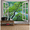 Wall Tapestry Art Decor Blanket Curtain Picnic Tablecloth Hanging Home Bedroom Living Room Dorm Decoration Landscape Vintage Window Tree Forest