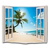 Wall Tapestry Art Decor Blanket Curtain Picnic Tablecloth Hanging Home Bedroom Living Room Dorm Decoration Landscape Window Sea Ocean Beach Coconut Tree Sunshine