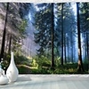 Wall Tapestry Art Decor Blanket Curtain Picnic Tablecloth Hanging Home Bedroom Living Room Dorm Decoration Misty Forest Nature Landscape Sunshine Through Tree