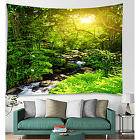 Wall Tapestry Art Decor Blanket Curtain Picnic Tablecloth Hanging Home Bedroom Living Room Dorm Decoration Nature Landscape Forest Tree River Sun miniinthebox
