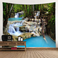 Wall Tapestry Art Decor Blanket Curtain Picnic Tablecloth Hanging Home Bedroom Living Room Dorm Decoration Nature Landscape Forest Tree River Waterfull