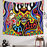 Wall Tapestry Art Decor Blanket Curtain Picnic Tablecloth Hanging Home Bedroom Living Room Dorm Decoration Polyester Abstract Eye Human Face