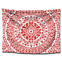 Wall Tapestry Art Decor Blanket Curtain Picnic Tablecloth Hanging Home Bedroom Living Room Dorm Decoration Polyester Big Red Bohemia Mandala View