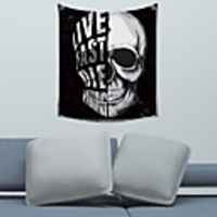 Wall Tapestry Art Decor Blanket Curtain Picnic Tablecloth Hanging Home Bedroom Living Room Dorm Decoration Polyester Black And White Letters Skull