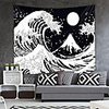 Wall Tapestry Art Decor Blanket Curtain Picnic Tablecloth Hanging Home Bedroom Living Room Dorm Decoration Polyester Black And White Moon Wave Pattern