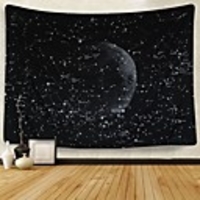 Wall Tapestry Art Decor Blanket Curtain Picnic Tablecloth Hanging Home Bedroom Living Room Dorm Decoration Polyester Black Background Moon Constellation Night View