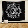 Wall Tapestry Art Decor Blanket Curtain Picnic Tablecloth Hanging Home Bedroom Living Room Dorm Decoration Polyester Black Background White Gossip Mandala View