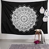 Wall Tapestry Art Decor Blanket Curtain Picnic Tablecloth Hanging Home Bedroom Living Room Dorm Decoration Polyester Black Background White Mandala Beauty View