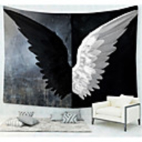 Wall Tapestry Art Decor Blanket Curtain Picnic Tablecloth Hanging Home Bedroom Living Room Dorm Decoration Polyester Black Wings And White Wings Each Half