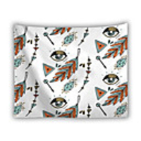 Wall Tapestry Art Decor Blanket Curtain Picnic Tablecloth Hanging Home Bedroom Living Room Dorm Decoration Polyester Blue Orange Feather Eyes Small Triangle Diamond Pattern