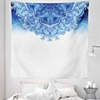 Wall Tapestry Art Decor Blanket Curtain Picnic Tablecloth Hanging Home Bedroom Living Room Dorm Decoration Polyester Blue White Pattern