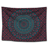 Wall Tapestry Art Decor Blanket Curtain Picnic Tablecloth Hanging Home Bedroom Living Room Dorm Decoration Polyester Bohemia Mandala Dark Red Colorful View